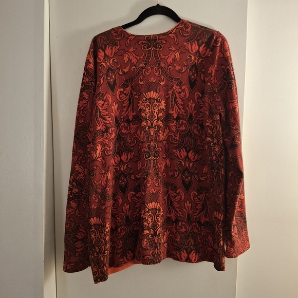 Isaac Mizrahi Live Women's Red and Black Patterned Long Sleeve Sweater - Picture 2 of 8